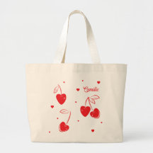 Red Cherry Hearts Whimsical Cute Shome