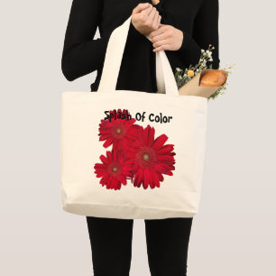 Bolsa Tote Grande Red Gerber Daisy Fechar Fotografia