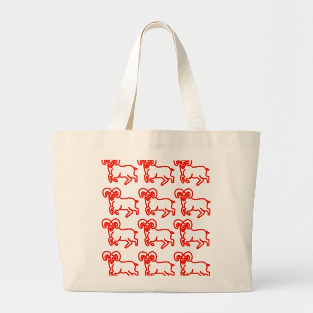 Bolsa Tote Grande Red Ram Pattern Tote Bag (Frente)