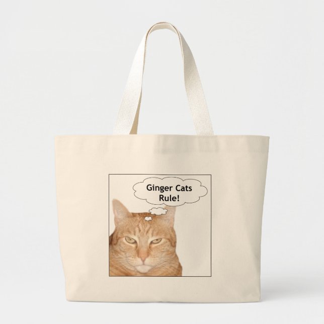 Bolsa Tote Grande Regra dos gatos do gengibre! (Frente)