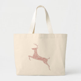Bolsa Tote Grande Reindeer Word Art Rudolph Blixem Comet Cupid