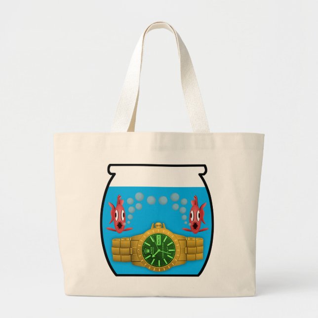 Bolsa Tote Grande Relógio em aquário (Frente)