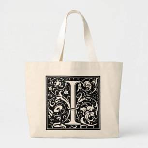 Bolsa Tote Grande Renascentismo Alfabeto Impressão I Totebag