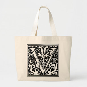 Bolsa Tote Grande Renascentismo - Alphabet - Letra V Totebag