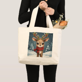 Bolsa Tote Grande Renaudinhos fofos natal para compras de feriado