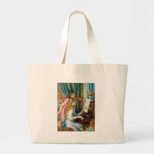 Bolsa Tote Grande Renoir Girls no Piano Impressionismo Pintura