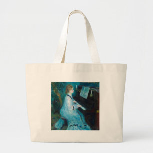 Bolsa Tote Grande Renoir Mulher Impressionista do Piano Vintage