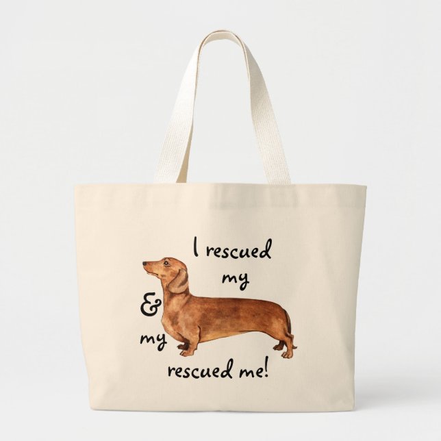Bolsa Tote Grande Resgate Dachshund (Frente)