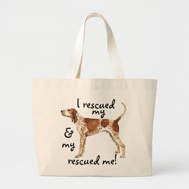 Bolsa Tote Grande Resgate do American English Coonhound (Frente)