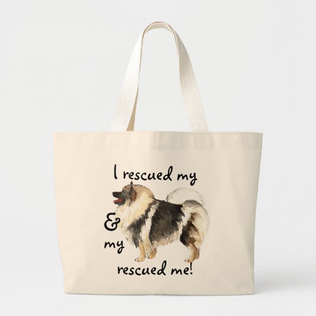 Bolsa Tote Grande Resgate Keeshond (Frente)