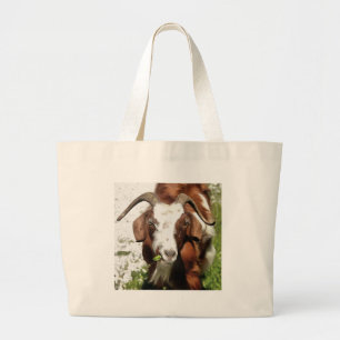 Bolsa Tote Grande Retrato Artístico Whimsical De Um Grazing De Cabra