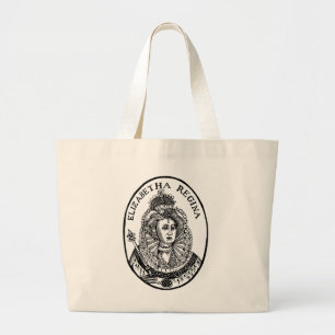 Bolsa Tote Grande Retrato da Rainha Elizabeth I Woodcut