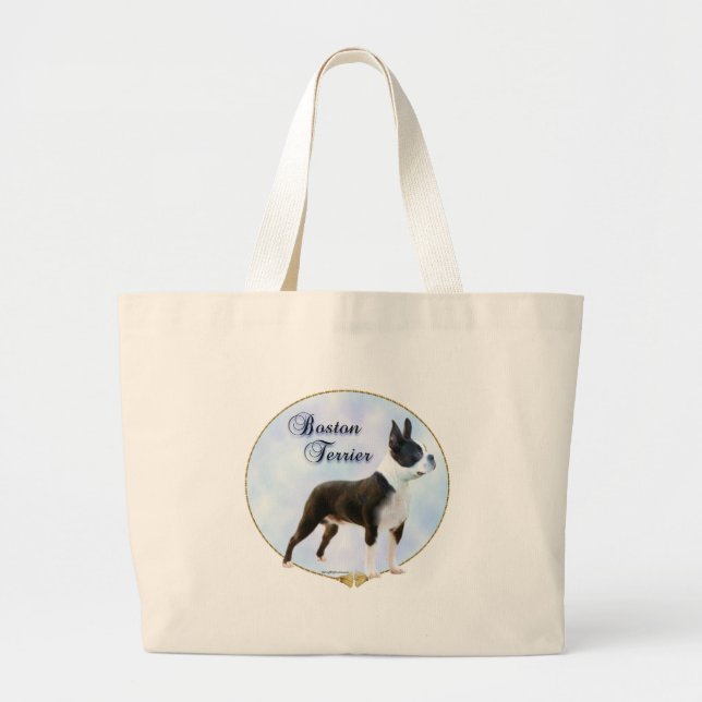 Bolsa Tote Grande Retrato de Boston Terrier (Frente)