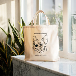 Bolsa Tote Grande Retrato de Bulldog Francês