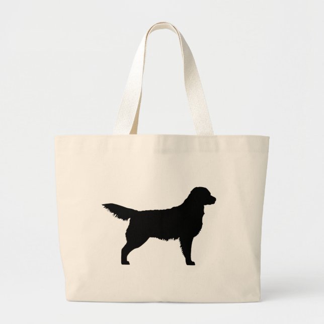 Bolsa Tote Grande Retriever de ouro (preto) (Frente)