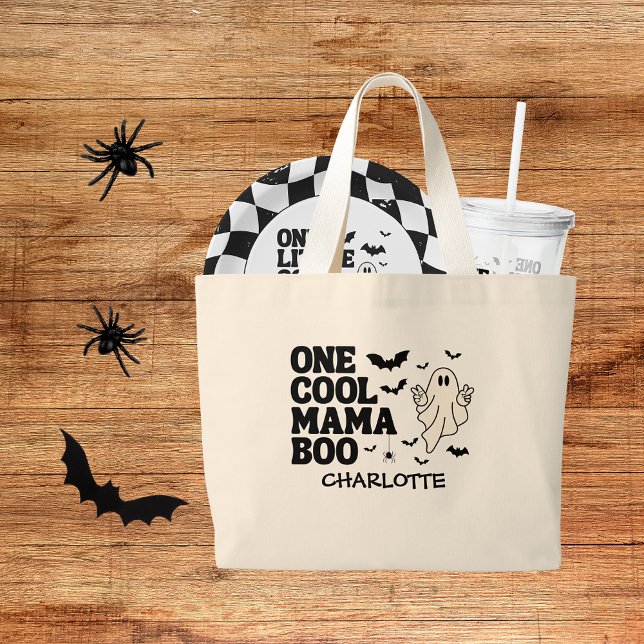 Bolsa Tote Grande Retro Ghost One Halloween Boy 1st Birthday (Criador carregado)