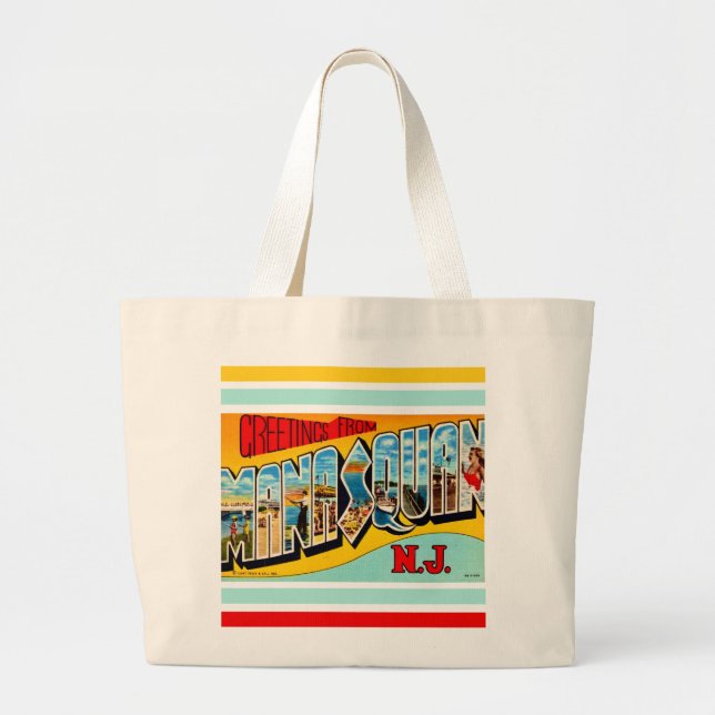 Bolsa Tote Grande Retro Manasquan NJ (Frente)