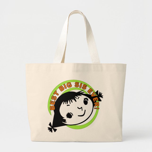 Bolsa Tote Grande Retro Melhor Irmã Nunca (Frente)