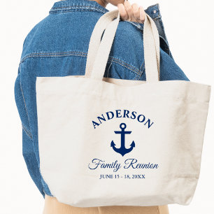 Bolsa Tote Grande Reunião da Família de Âncora Azul Marinho Náut
