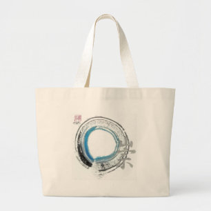 Bolsa Tote Grande Reverência do zen, tons de prata de Enso [azul,