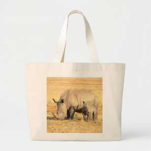 Bolsa Tote Grande Rinoceronte-branco na áfrica