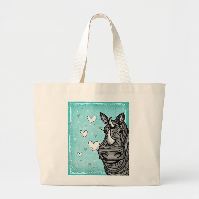Bolsa Tote Grande rinoceronte do amor (Frente)