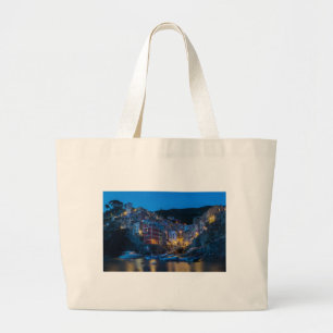 Bolsa Tote Grande Riomaggiore à noite Cinque Terre Liguria Itália