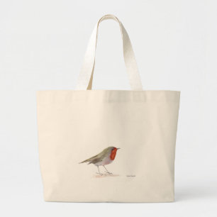 Bolsa Tote Grande Robin Pássaro Aquarela inverno Natal