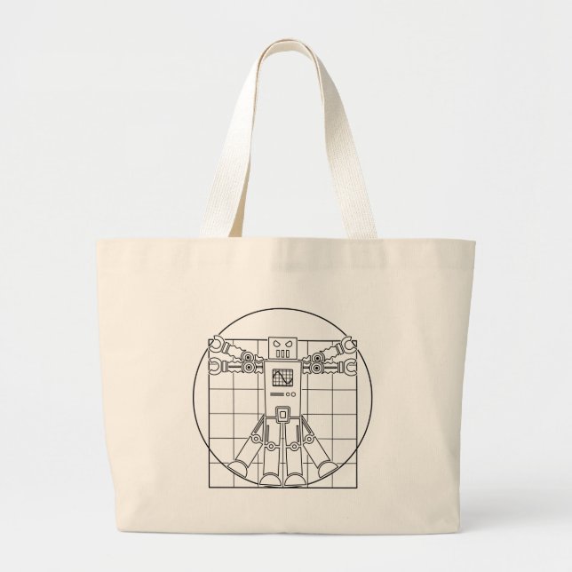 Bolsa Tote Grande Robô de da Vinci Vitruvian (Frente)
