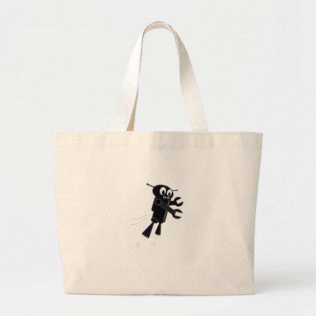 Bolsa Tote Grande Robô Voador Negro (Frente)