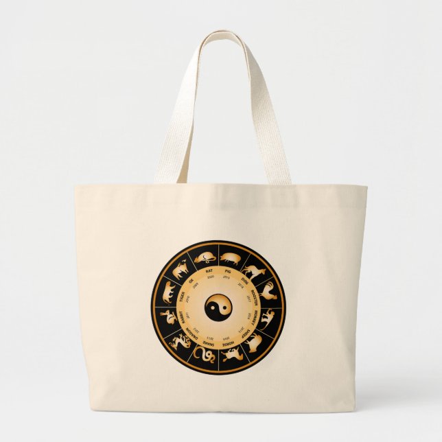Bolsa Tote Grande Roda Zodíaca Chinesa (Frente)