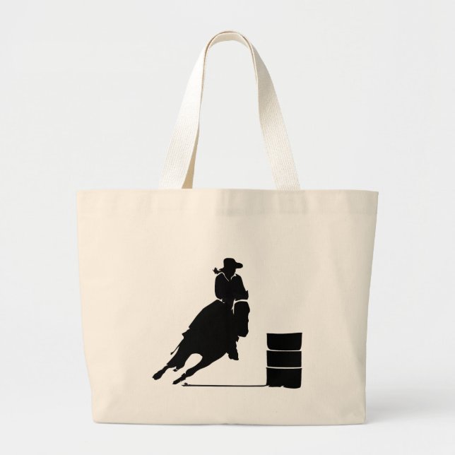 Bolsa Tote Grande Rodeo Theme Cowgirl Barrel Racing Silhouette (Frente)