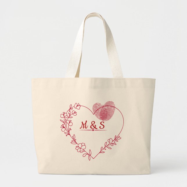 Bolsa Tote Grande Romantic Heart Floral Tote Bag (Frente)