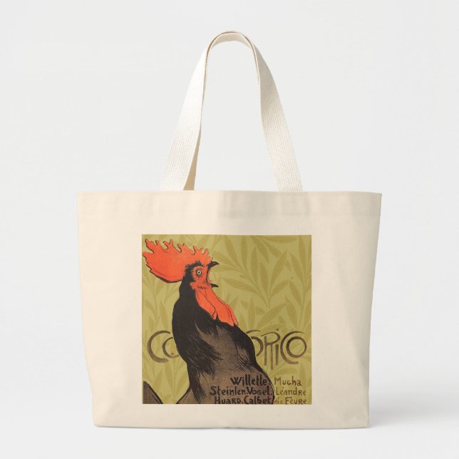 Bolsa Tote Grande Rooster Steinlen Cocorico Arte Francesa (Frente)