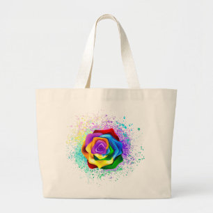 Bolsa Tote Grande Rosa Arco-Íris Colorida