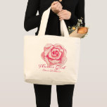 Bolsa Tote Grande Rosa de Aquarela Rosa para Garota Flor | Casamento<br><div class="desc">NewParkLane - Sacos de Tote de Casamento Floral Russo Personalizado, com uma bela rosa rosa rosa rosa em aquarela, e o seu texto pessoal na elegante tipografia do roteiro. Um presente de excelente para qualquer um na sua festa noiva! Personalize com seus nomes, data de casamento ou outro texto para...</div>