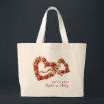 Bolsa Tote Grande Rosa vermelha Floral Coração Vermelhos Elegante<br><div class="desc">Uma coroa de rosa do estilo elegante com fita rosa fofa. Personalize esta adorável design romântica com o seu texto.</div>