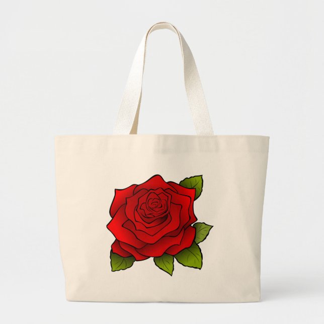 Bolsa Tote Grande Rosa vermelha solteiro (Frente)