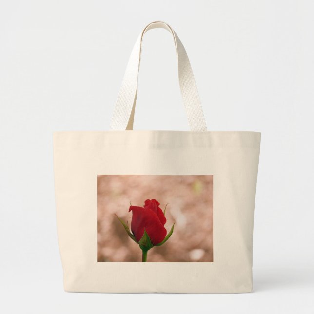 Bolsa Tote Grande Rosa vermelha solteiro (Frente)