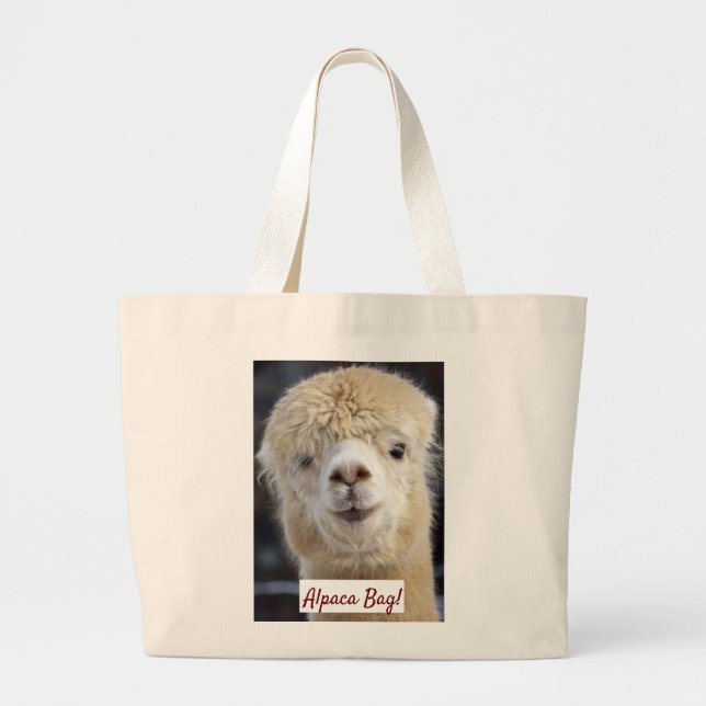 Bolsa Tote Grande Rosto fofo de alpaca (Frente)