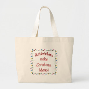 Bolsa Tote Grande Rotitweilers fazem Feliz de Natal