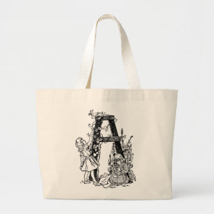 Bolsa Tote Grande Rotule "A" no jardim - saco