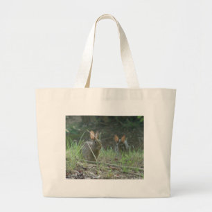 Bolsa Tote Grande Roupas Presentes Par de Coelhos Selvagens Cottonta