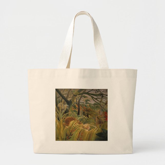 Bolsa Tote Grande Rousseau Arte Tropical de Tigres (Frente)