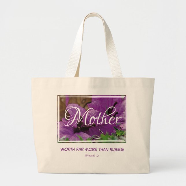 Bolsa Tote Grande Roxa | Floral | MÃE | Mais De Rubis (Frente)