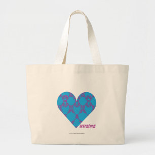 Bolsa Tote Grande Roxo-Aqua 3 do damasco