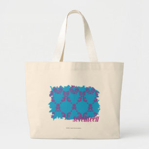 Bolsa Tote Grande Roxo-Aqua 4 do damasco
