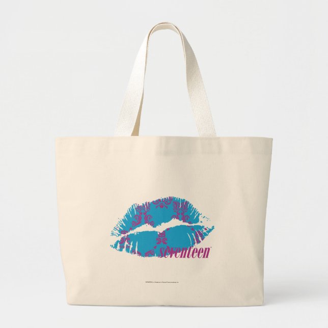Bolsa Tote Grande Roxo-Aqua do damasco (Frente)