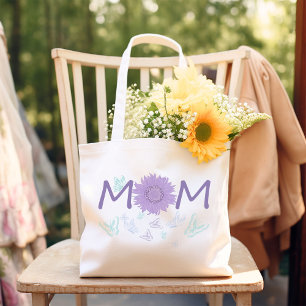 Bolsa Tote Grande Roxo-girassol MOM Borboletas de Aquarela