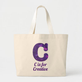 Bolsa Tote Grande Roxo - Letra C é para Monograma Criativo